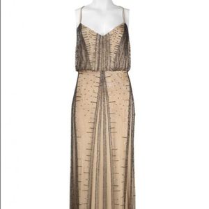 Adrianna Papell: Nude Long Beaded Gown